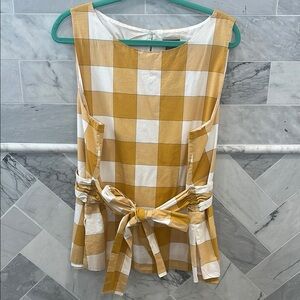 Mustard and White Checkered Sleeveless Top